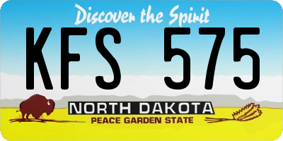 ND license plate KFS575