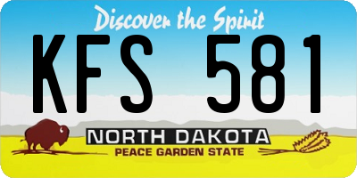 ND license plate KFS581