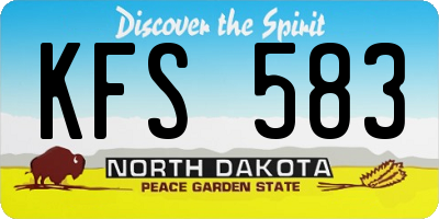 ND license plate KFS583