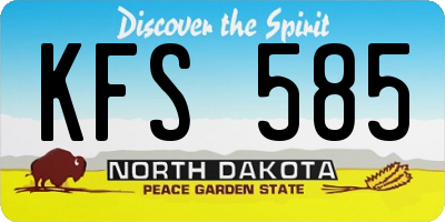 ND license plate KFS585