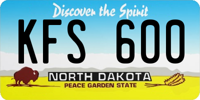 ND license plate KFS600