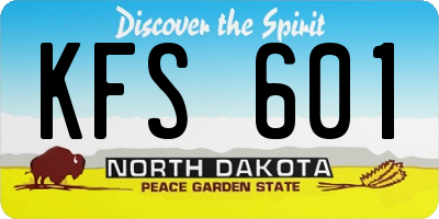 ND license plate KFS601