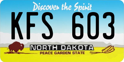 ND license plate KFS603
