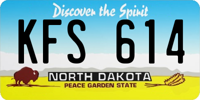 ND license plate KFS614