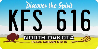 ND license plate KFS616