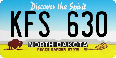 ND license plate KFS630