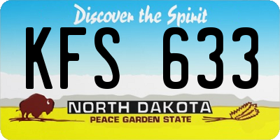 ND license plate KFS633