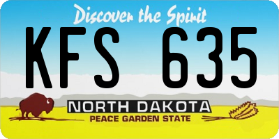 ND license plate KFS635