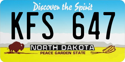 ND license plate KFS647