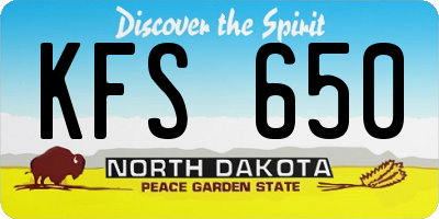 ND license plate KFS650