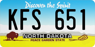 ND license plate KFS651