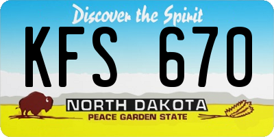ND license plate KFS670