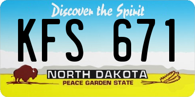 ND license plate KFS671