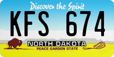ND license plate KFS674