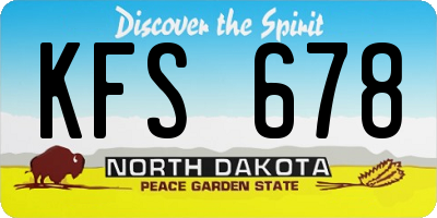 ND license plate KFS678