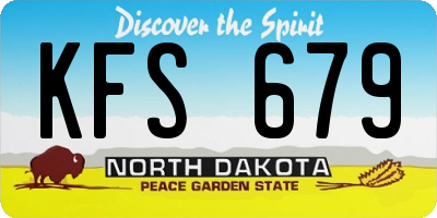 ND license plate KFS679