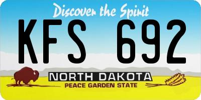 ND license plate KFS692
