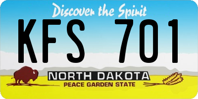 ND license plate KFS701