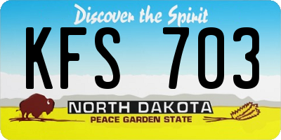 ND license plate KFS703