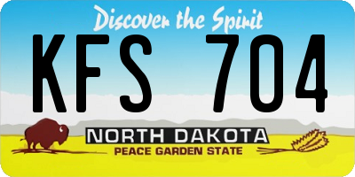 ND license plate KFS704