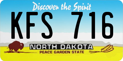 ND license plate KFS716