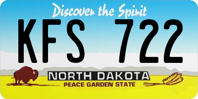 ND license plate KFS722