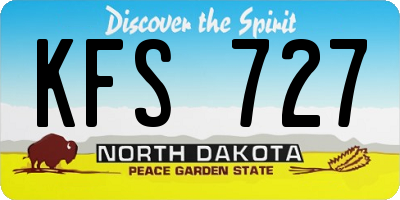 ND license plate KFS727