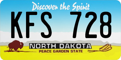 ND license plate KFS728