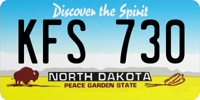 ND license plate KFS730