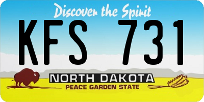 ND license plate KFS731