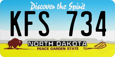 ND license plate KFS734