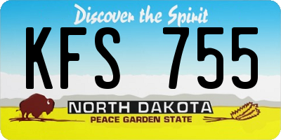 ND license plate KFS755