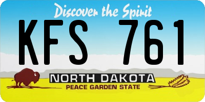 ND license plate KFS761