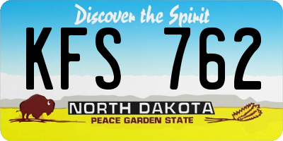 ND license plate KFS762