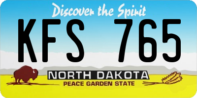 ND license plate KFS765