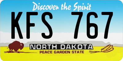 ND license plate KFS767