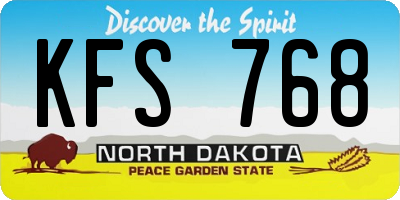 ND license plate KFS768