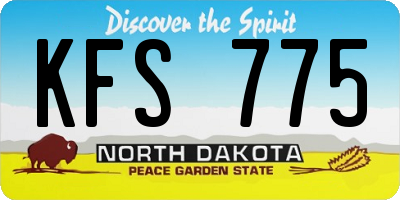 ND license plate KFS775