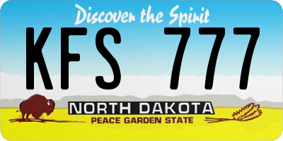 ND license plate KFS777