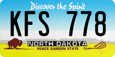 ND license plate KFS778