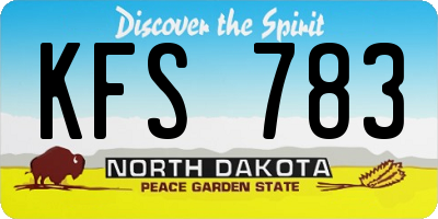 ND license plate KFS783