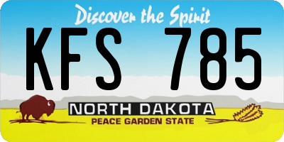 ND license plate KFS785