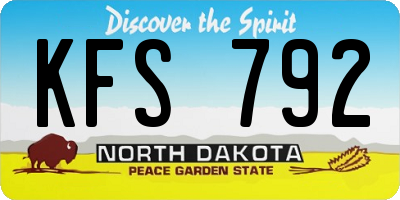 ND license plate KFS792