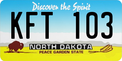 ND license plate KFT103