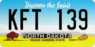 ND license plate KFT139
