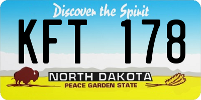 ND license plate KFT178