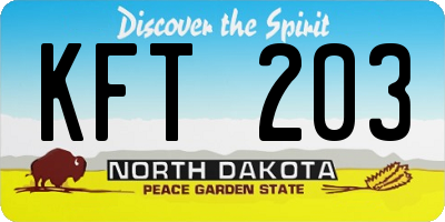 ND license plate KFT203