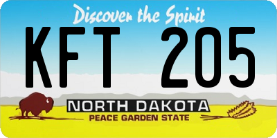 ND license plate KFT205