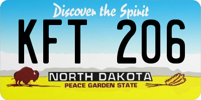 ND license plate KFT206