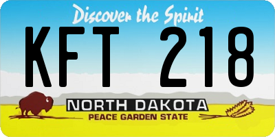 ND license plate KFT218